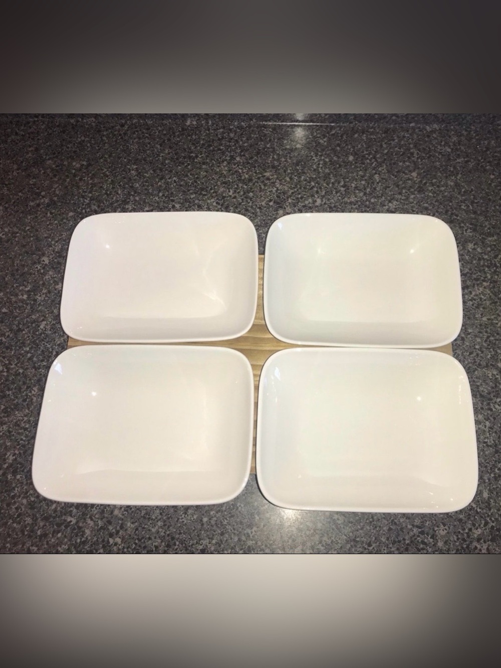 White Ceramic Square Plates - Set of 4